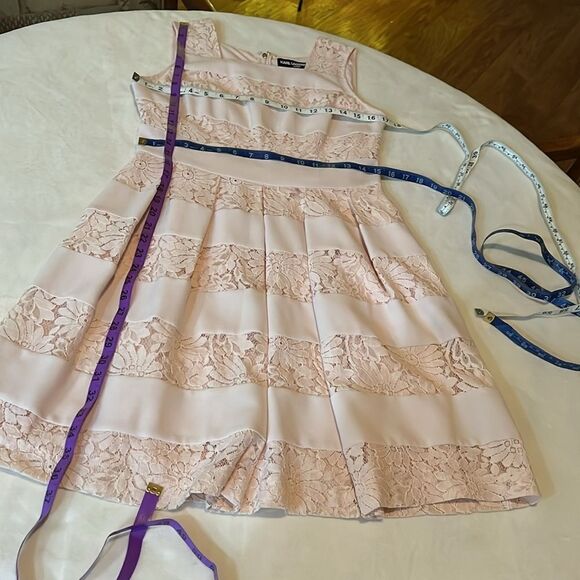 Karl Lagerfeld Paris Pink Casual Dress Sleeveless Sheer Floral Lace Embroidered - Picture 11 of 12